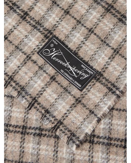 mfpen White Appliquéd Checked Double-faced Wool-blend Scarf for men