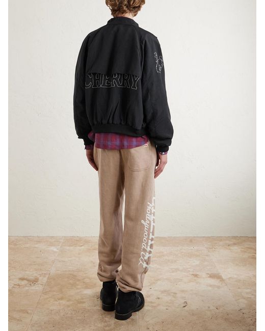 CHERRY LA Blue Championship Embroidered Shell Bomber Jacket for men