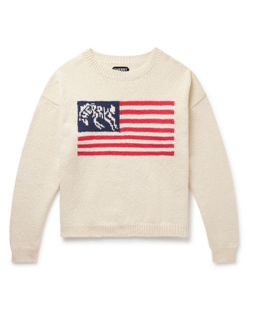 CHERRY LA Pink Intarsia Cotton Sweater for men