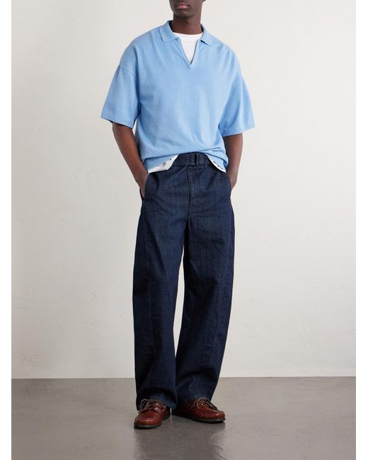 Blue Blue Japan Blue Knitted Polo Shirt for men