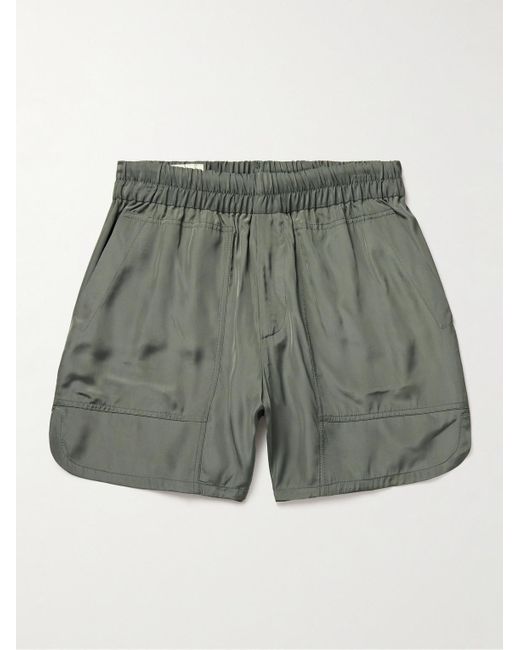 Dries Van Noten Green Straight-leg Satin Shorts for men