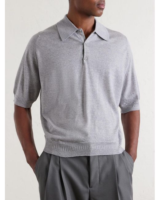 John Smedley Gray Bill Nighy Merino Wool Polo Shirt for men