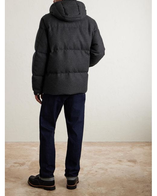 Mr P. Black Quilted Flannel Down Jacket for men
