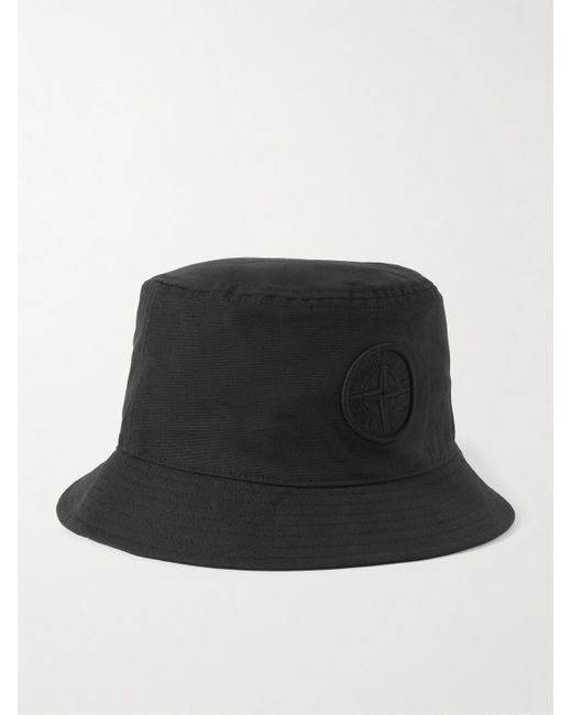 Stone Island Black Logo-embroidered Cotton-canvas Bucket Hat for men