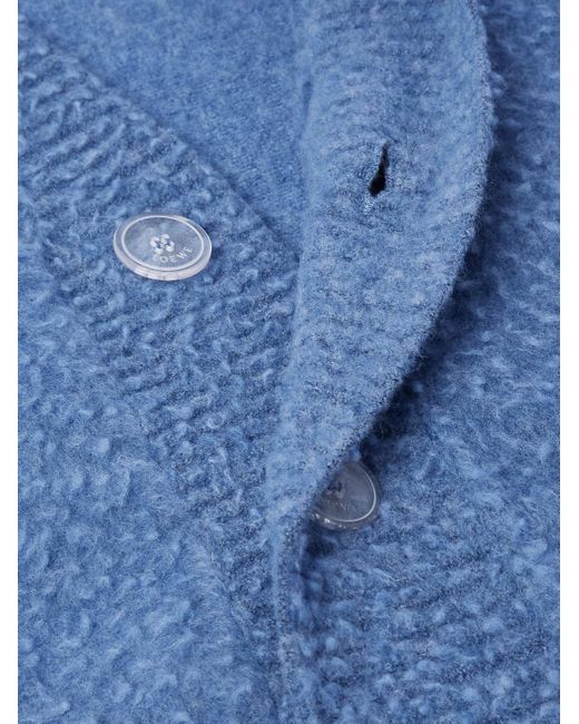 Loewe Blue Logo-appliquéd Brushed Wool-blend Cardigan for men