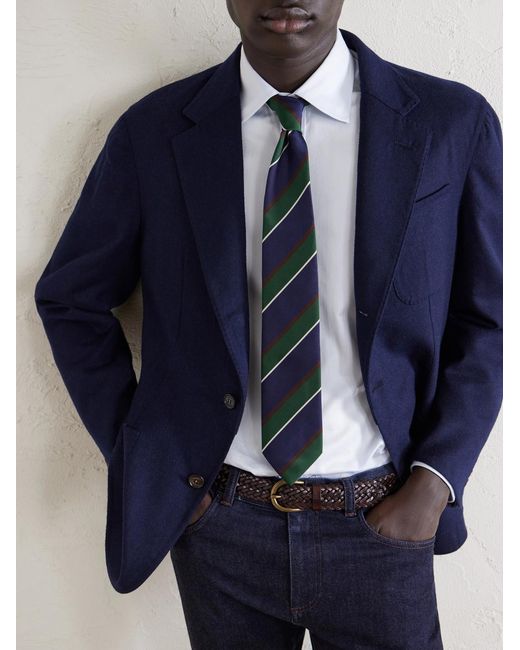 Dunhill Blue Mohair And Silk-Blend Blazer for men