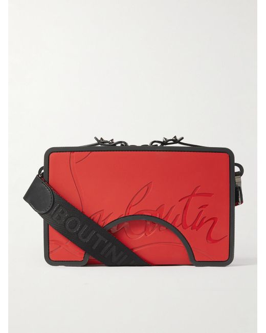 Christian Louboutin Red Adolon Logo-debossed Leather And Rubber Messenger Bag for men