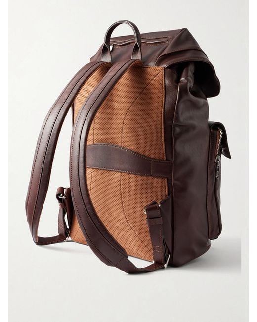 Brunello Cucinelli Purple Leather Backpack for men