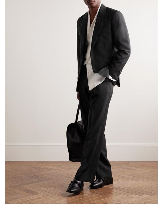 Saman Amel Black Slim-Fit Wool, Mohair And Linen-Blend Suit Jacket for men
