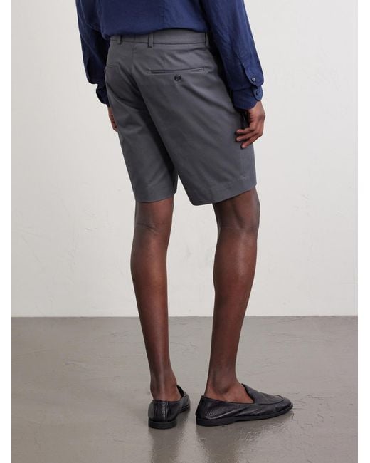 Slowear Gray Slim-Fit Cotton-Blend Gabardine Chino Shorts for men