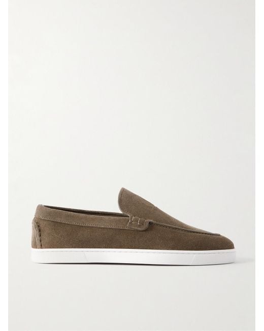 Christian Louboutin Gray Moonboat Suede Loafers for men