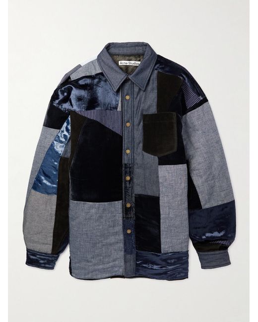 Acne Blue Patchwork Cotton-Blend Jacket for men