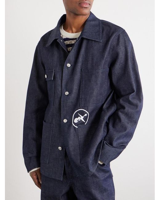 A.P.C. Blue Fragment Printed Denim Jacket for men