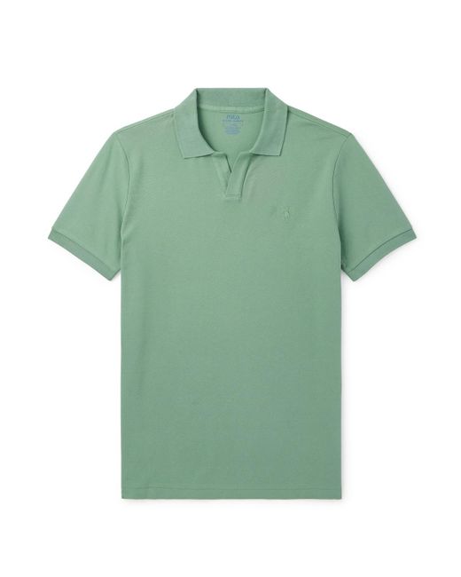 Polo Ralph Lauren Green Logo-Embroidered Cotton-Blend Piqué Polo Shirt for men