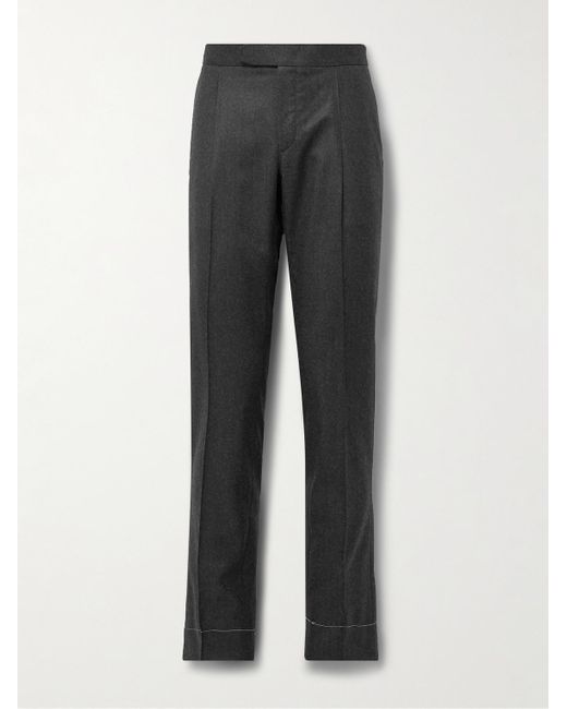 Brioni Gray Melbourne Slim-fit Pleated Wool Trousers for men