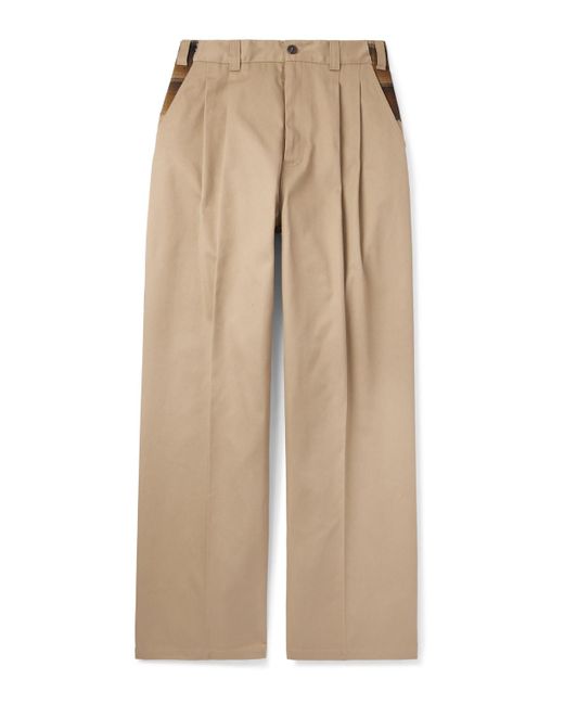 Maison Margiela Natural Pendleton Skater Wide-leg Pleated Panelled Twill And Checked Virgin Wool Trousers for men
