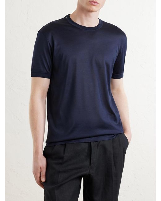 Dolce & Gabbana Blue Silk-Jersey T-Shirt for men