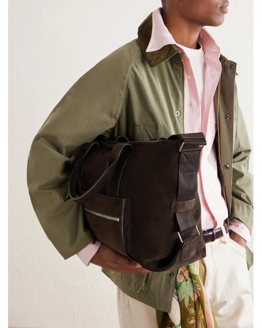 Metier Brown Racer Suede Tote Bag for men
