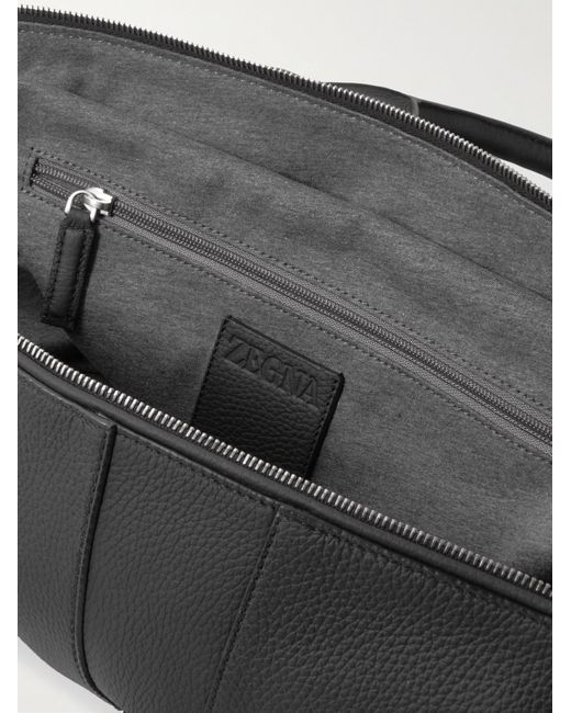 Zegna Raglan Reisetasche aus vollnarbigem Leder in Black für Herren