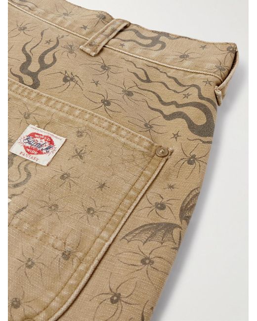 SAINT Mxxxxxx Natural Dr. Woo Bootcut Double-Knee Printed Cotton-Canvas Trousers for men