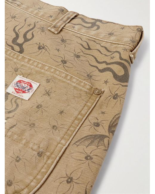 SAINT Mxxxxxx Natural Dr. Woo Bootcut Double-Knee Printed Cotton-Canvas Trousers for men