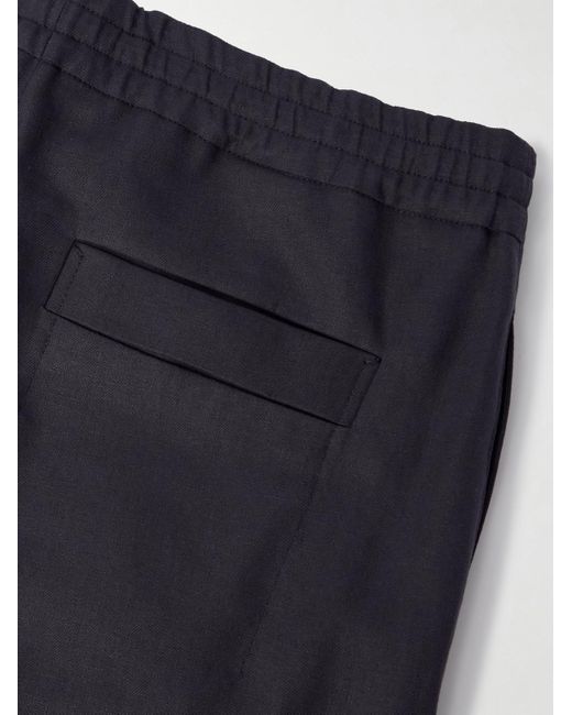 Zegna Blue Straight-leg Linen Shorts for men