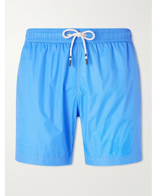 Hartford Blue Straight-Leg Mid-Length Recycled Swim Shorts for men