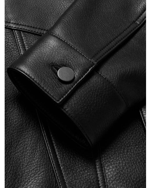 Mr P. Black Full-Grain Leather Trucker Jacket for men