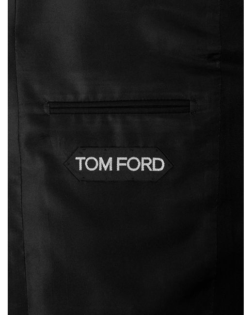 Tom Ford Black Shelton Grain De Poudre Wool And Mohair-Blend Suit Jacket for men