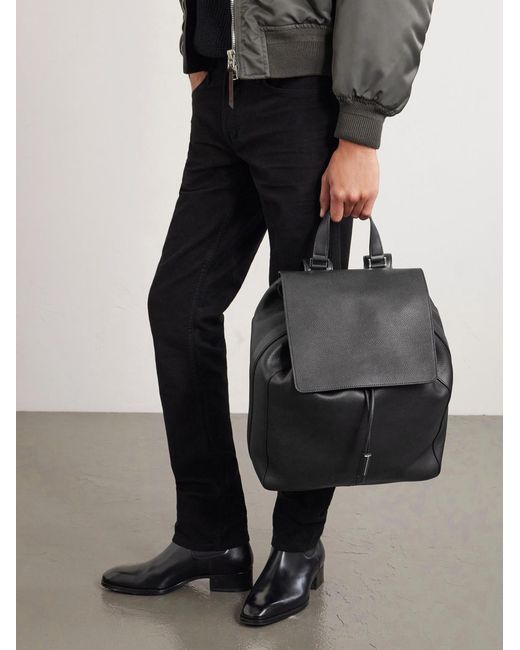 Tom Ford Black Leather Backpack for men