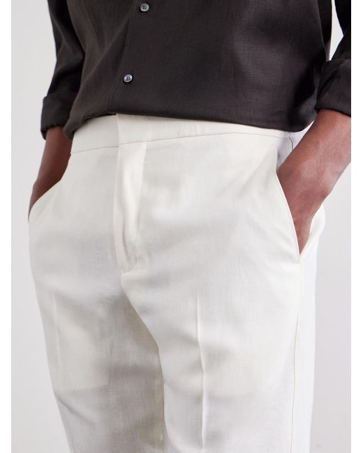 Zegna White Straight-Leg Linen-Twill Trousers for men