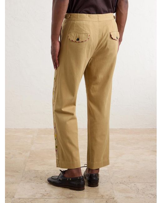 Bode Natural Straight-Leg Cotton Feather Runner Trousers for men