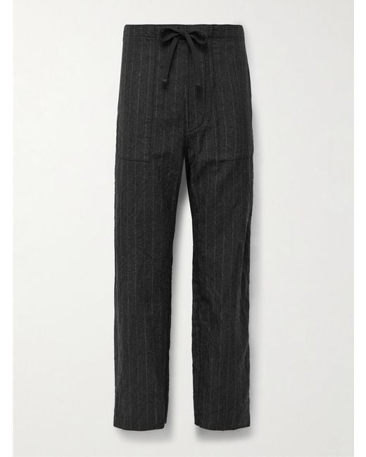 Kaptain Sunshine Black Take Easy Baker Straight-Leg Pinstriped Wool-Twill Drawstring Suit Trousers for men