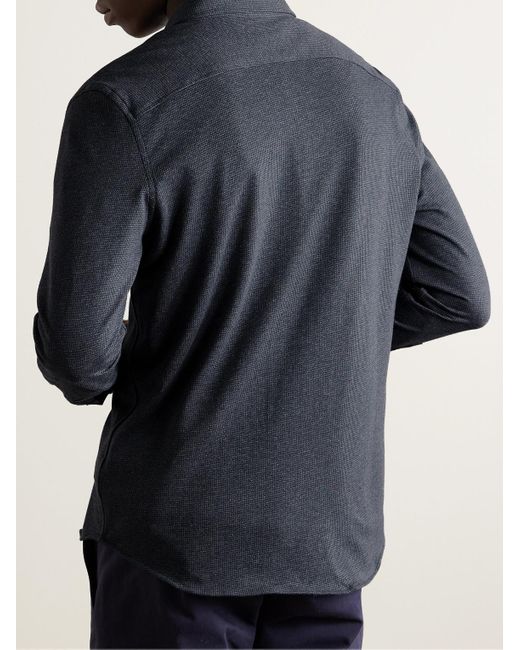 Camicia in cotone pied-de-poule con collo button-down di Faherty Brand in Blue da Uomo