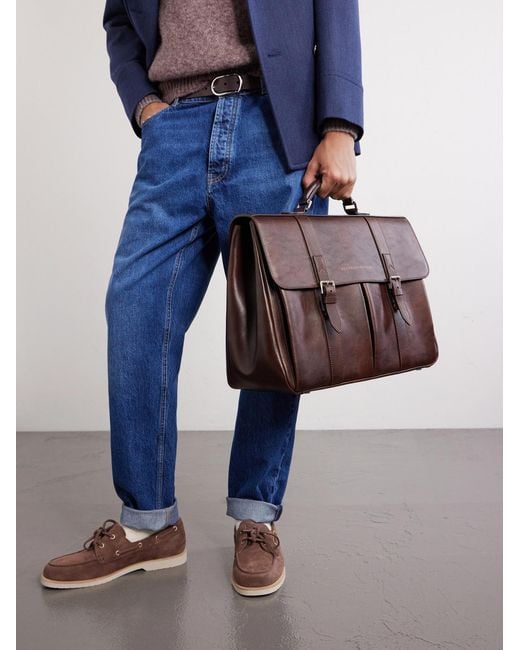 Brunello Cucinelli Brown Leather Briefcase for men