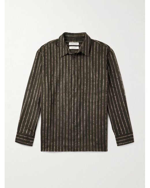 A Kind Of Guise Gray Gusto Striped Virgin Wool-Blend Shirt for men