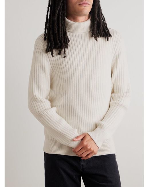 Aimé Leon Dore White Ribbed Merino Wool And Cotton-Blend Rollneck Sweater for men