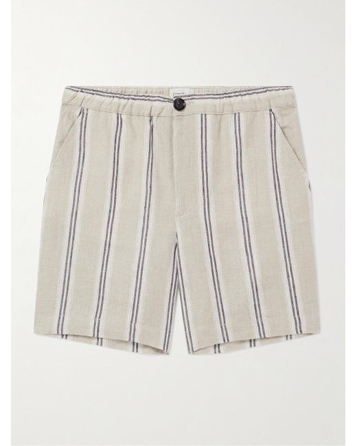 Oliver Spencer Natural Osborne Straight-leg Striped Linen Shorts for men
