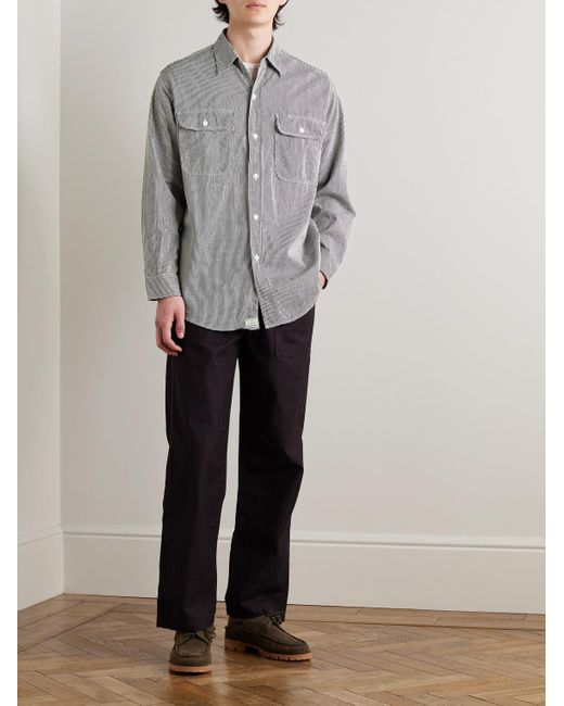Camicia in cotone a righe di Orslow in Gray da Uomo
