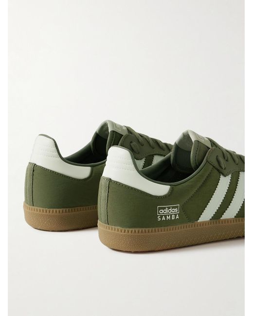 Adidas Originals Green Samba Og Leather-trimmed Crinkled-shell Sneakers for men