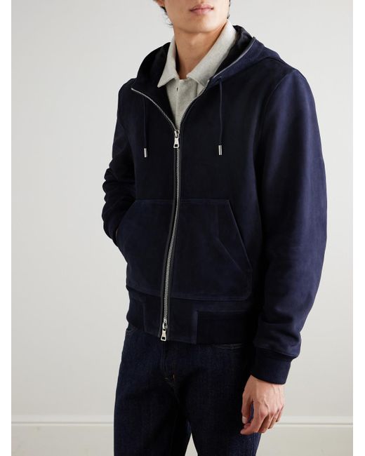 Mr P. Blue Suede Hoodie for men