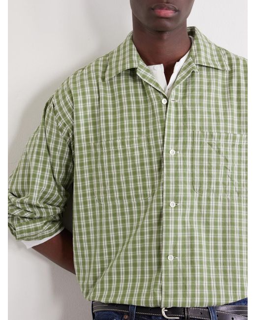 Beams Plus Green Checked Madras Cotton Shirt for men