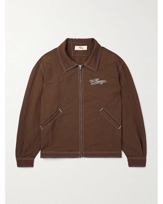 CHERRY LA Brown Logo-embroidered Nylon Jacket for men
