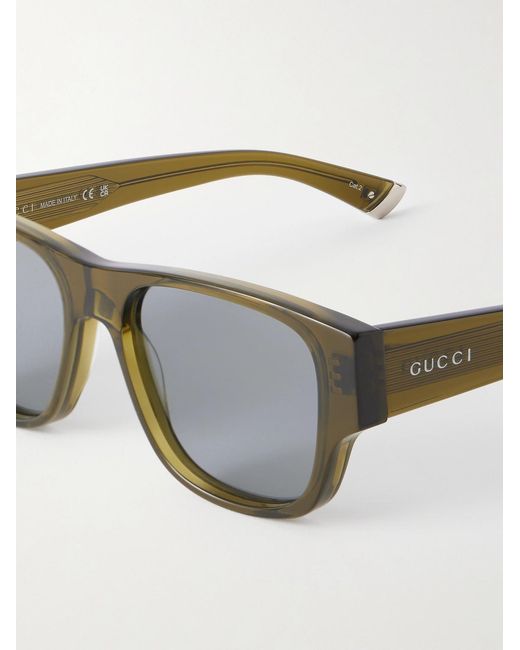 Gucci Gray Square-Frame Acetate Sunglasses for men