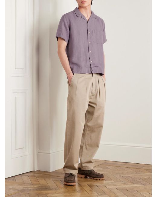 Oliver Spencer Hemd aus Leinen mit Reverskragen in Purple für Herren