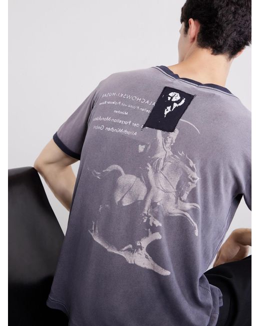 Enfants Riches Deprimes Purple Porcelain Dog Patch Printed Cotton-Jersey T-Shirt for men