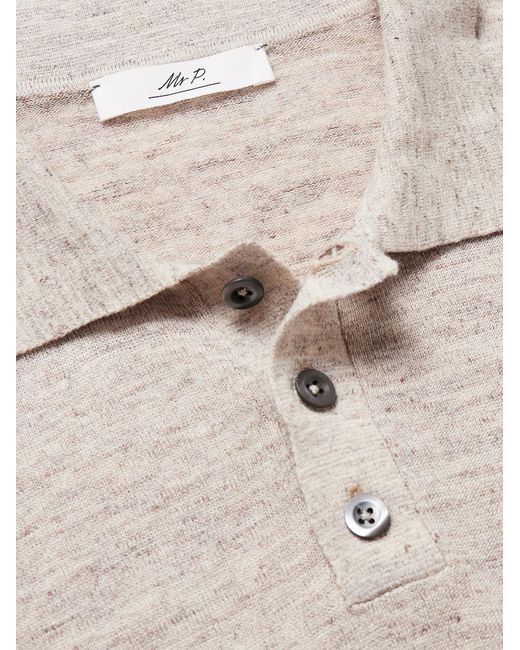 Mr P. White Linen And Cotton-Blend Polo Shirt for men