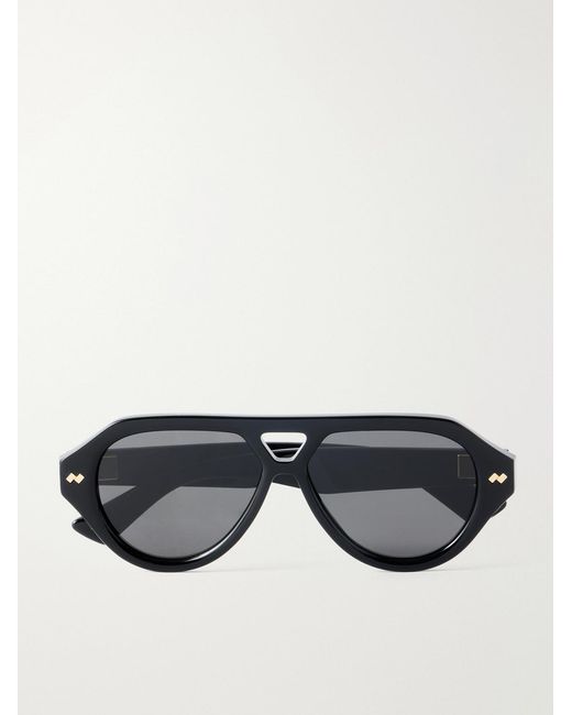 Bottega Veneta Black Bold Ribbon Stud Aviator-style Recycled-acetate Sunglasses for men