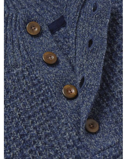 Faherty Brand Blue Waffle-knit Wool And Cashmere-blend Sweater for men