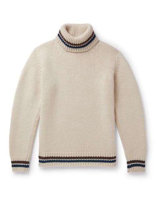 Kingsman Multicolor Slim-fit Striped-trimmed Wool And Cashmere-blend Rollneck Sweater for men